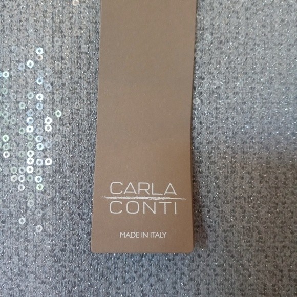 NWT Carla Conti Silver Sequin Balloon Sleeve Sheath dress L - Picture 8 of 10